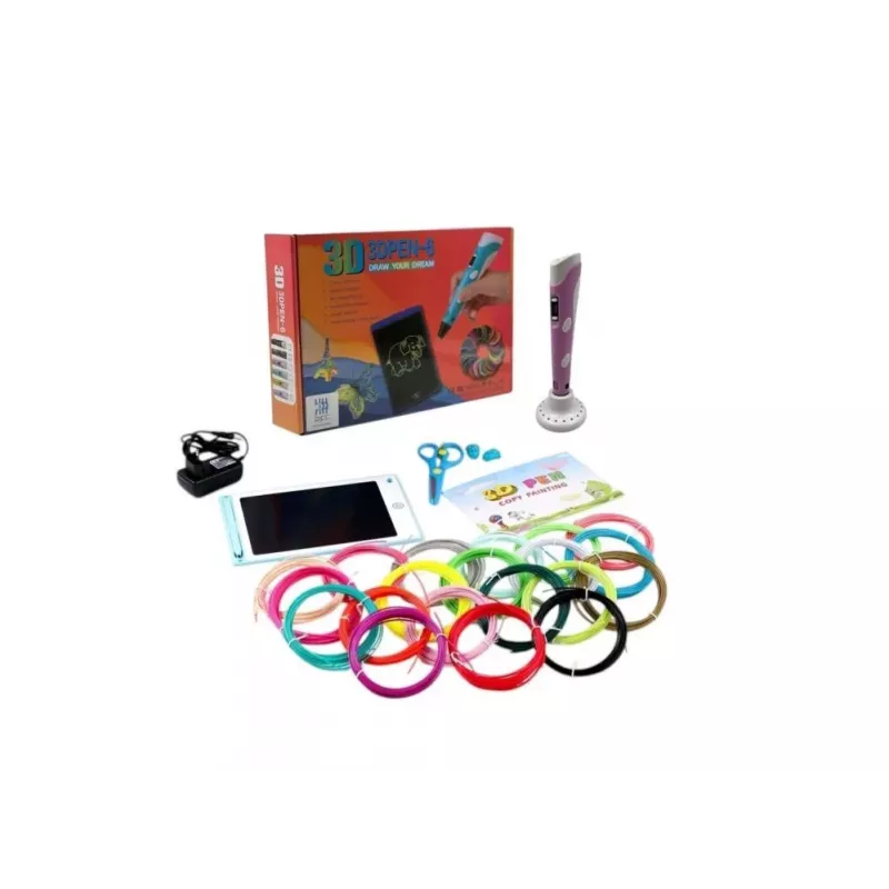 iLike Melt 3D Pen Kit Box set completo para bolígrafo de impresión 3D, set 3D PEN-7-1 con plantillas 5m x 20 colores rosa