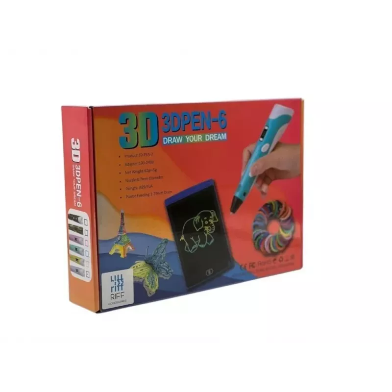 iLike Melt 3D Pen Kit Box set completo para bolígrafo de impresión 3D, set 3D PEN-7-1 con plantillas 5m x 20 colores azul
