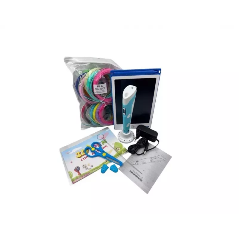 iLike Melt 3D Pen Kit Box set completo para bolígrafo de impresión 3D, set 3D PEN-7-1 con plantillas 5m x 20 colores azul