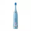 iLike Cepillo de dientes sónico para niños, impermeable, 5 cabezales (1+4 cabezales de repuesto), a pilas, cerdas suaves, diseño unicornio, azul
