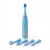 iLike Cepillo de dientes sónico para niños, impermeable, 5 cabezales (1+4 cabezales de repuesto), a pilas, cerdas suaves, diseño unicornio, azul