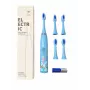 iLike Cepillo de dientes sónico para niños, impermeable, 5 cabezales (1+4 cabezales de repuesto), a pilas, cerdas suaves, diseño unicornio, azul