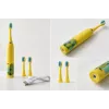 iLike Cepillo de dientes eléctrico sónico recargable para niños, carga USB, 3 cabezales (1+2 cabezales de repuesto), cerdas suaves, impermeable, diseño cocodrilo amarillo
