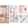 iLike Cepillo de dientes eléctrico sónico recargable para niños, carga USB, 3 cabezales (1+2 cabezales de repuesto), cerdas suaves, impermeable, diseño conejito, rosa