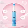 iLike Cepillo de dientes eléctrico sónico recargable para niños, carga USB, 3 cabezales (1+2 cabezales de repuesto), cerdas suaves, impermeable, diseño elefante azul, azul