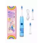 iLike Cepillo de dientes eléctrico sónico recargable para niños, carga USB, 3 cabezales (1+2 cabezales de repuesto), cerdas suaves, impermeable, diseño elefante azul, azul