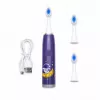 iLike Cepillo de dientes eléctrico sónico recargable para niños, carga USB, 3 cabezales (1+2 cabezales de repuesto), cerdas suaves, impermeable, diseño astronauta espacial, morado