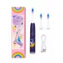 iLike Cepillo de dientes eléctrico sónico recargable para niños, carga USB, 3 cabezales (1+2 cabezales de repuesto), cerdas suaves, impermeable, diseño astronauta espacial, morado
