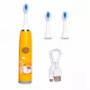 iLike Cepillo de dientes sónico recargable para niños, carga USB, 3 cabezales (1+2 cabezales de repuesto), cerdas suaves, impermeable, diseño hámster adorable naranja