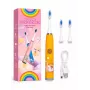 iLike Cepillo de dientes sónico recargable para niños, carga USB, 3 cabezales (1+2 cabezales de repuesto), cerdas suaves, impermeable, diseño hámster adorable naranja