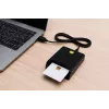 iLike Lector de tarjetas inteligente USB, lector de tarjetas IC de contacto para firma digital, eID, tarjetas bancarias y gubernamentales negro