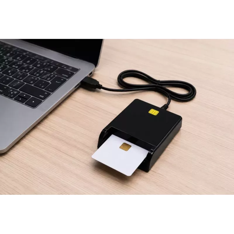 iLike Lector de tarjetas inteligente USB, lector de tarjetas IC de contacto para firma digital, eID, tarjetas bancarias y gubernamentales negro