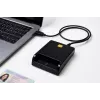 iLike Lector de tarjetas inteligente USB, lector de tarjetas IC de contacto para firma digital, eID, tarjetas bancarias y gubernamentales negro