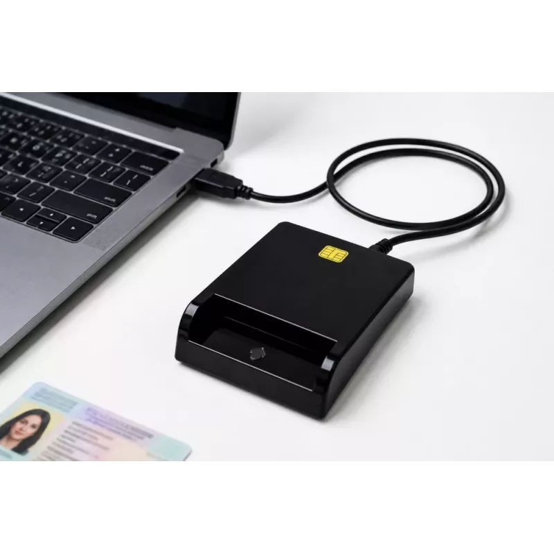 iLike Lector de tarjetas inteligente USB, lector de tarjetas IC de contacto para firma digital, eID, tarjetas bancarias y gubernamentales negro