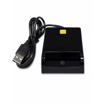 iLike Lector de tarjetas inteligente USB, lector de tarjetas IC de contacto para firma digital, eID, tarjetas bancarias y gubernamentales negro