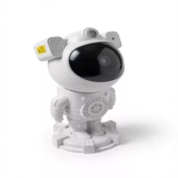 iLike Lámpara LED inteligente astronauta con altavoz Bluetooth, luz nocturna RGB, mando a distancia, cabeza giratoria 360° blanca