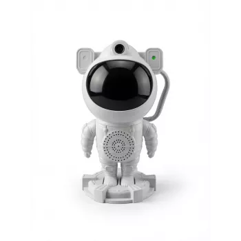 iLike Lámpara LED inteligente astronauta con altavoz Bluetooth, luz nocturna RGB, mando a distancia, cabeza giratoria 360° blanca