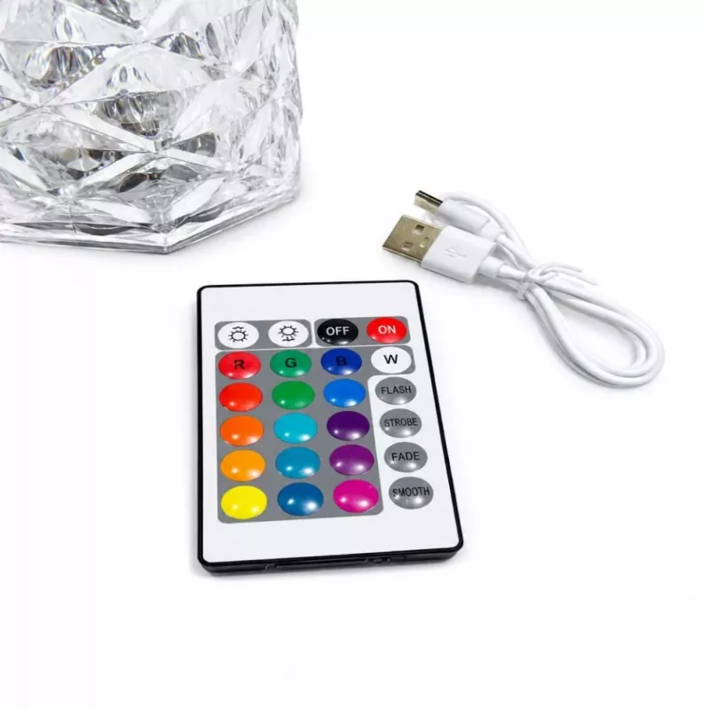iLike Lámpara LED RGB Crystal Touch con altavoz Bluetooth, luz nocturna ambiental, mando a distancia