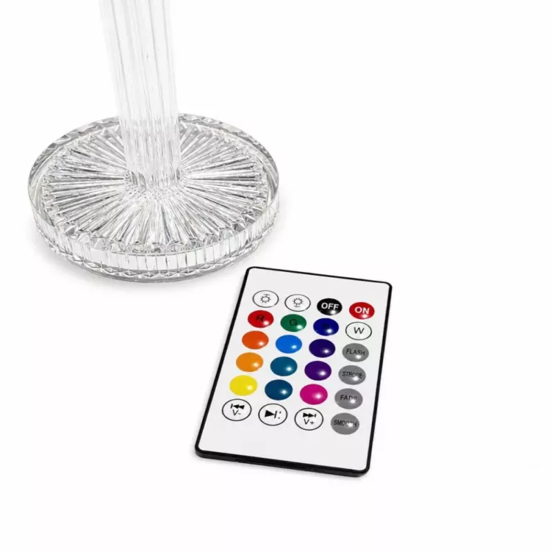 iLike Lámpara de mesa LED RGB Crystal Touch con altavoz Bluetooth, luz nocturna ambiental y mando a distancia