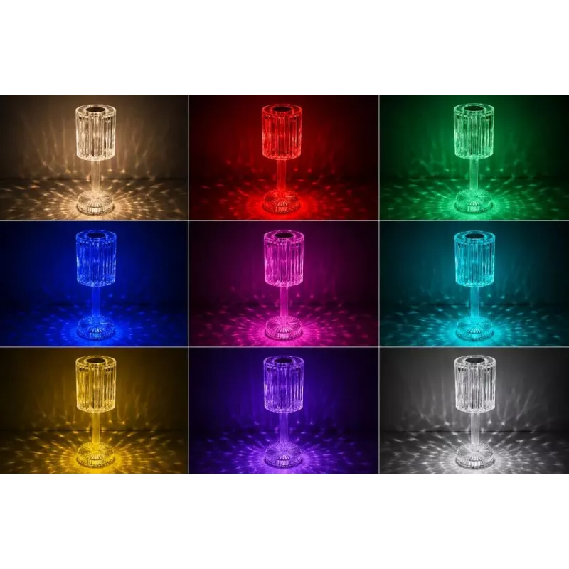 iLike Lámpara de mesa LED RGB Crystal Touch con altavoz Bluetooth, luz nocturna ambiental y mando a distancia