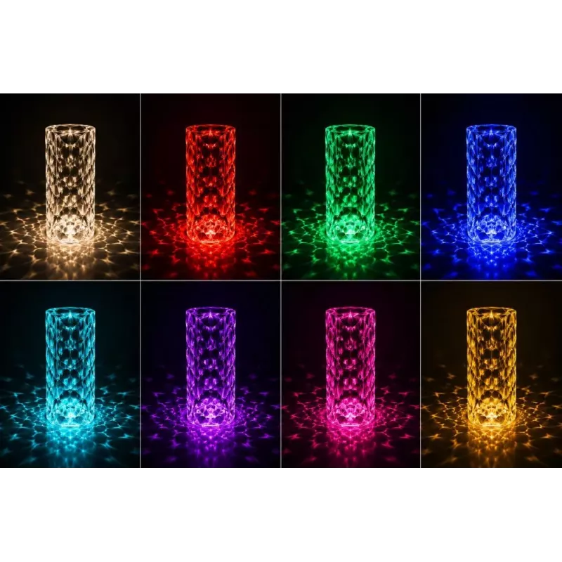 iLike Lámpara de mesa LED RGB Crystal Bubble Touch con altavoz Bluetooth