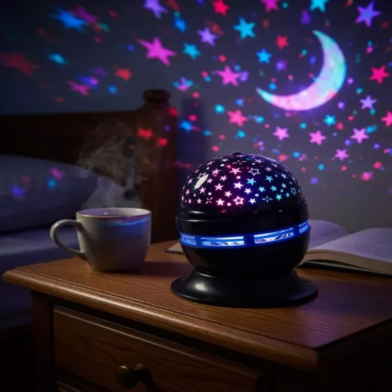iLike Lámpara de bola de cristal RGB, proyector de fiesta giratorio 180° con mando a distancia negro