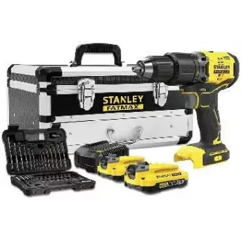 STANLEY V20 set de taladro atornillador de batería 18V 2x2,0Ah set de 50 accesorios