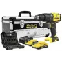 STANLEY V20 set de taladro atornillador de batería 18V 2x2,0Ah set de 50 accesorios