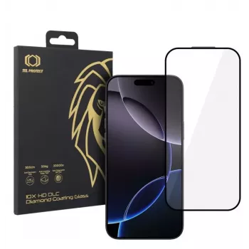 iLike Apple iPhone 16 Pro Max Protector de Pantalla de Vidrio Templado 10X HD DLC Diamond Coating Negro
