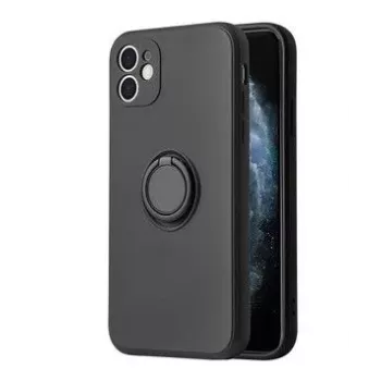 iLike Apple iPhone 14 Funda Ring de Silicona Negra