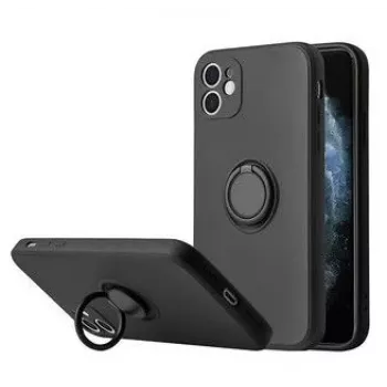 iLike Apple iPhone 14 Pro Max Funda Ring de Silicona Negra