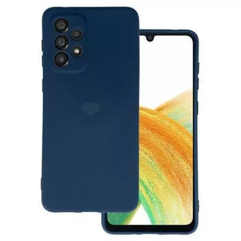 Vennus Samsung Galaxy A13 4G Funda de Silicona Corazón Azul Oscuro