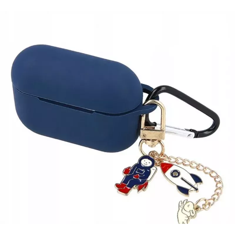 iLike Funda protectora de silicona para Apple AirPods Pro 2 - Azul oscuro con colgante
