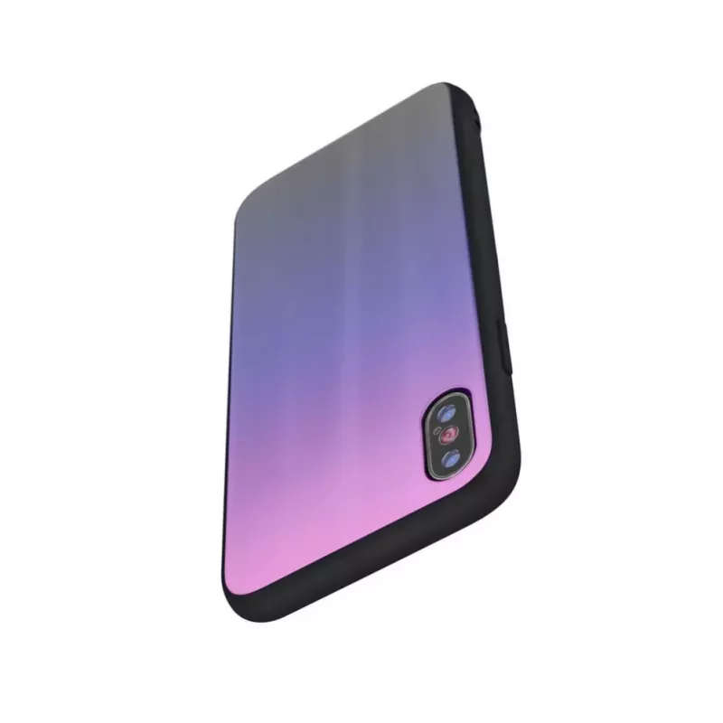 iLike Funda de cristal Aurora para Apple iPhone XR rosa-negro