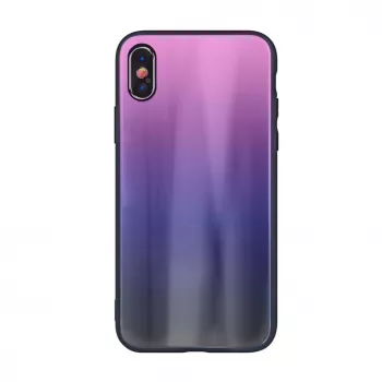 iLike Funda de cristal Aurora para Apple iPhone XR rosa-negro