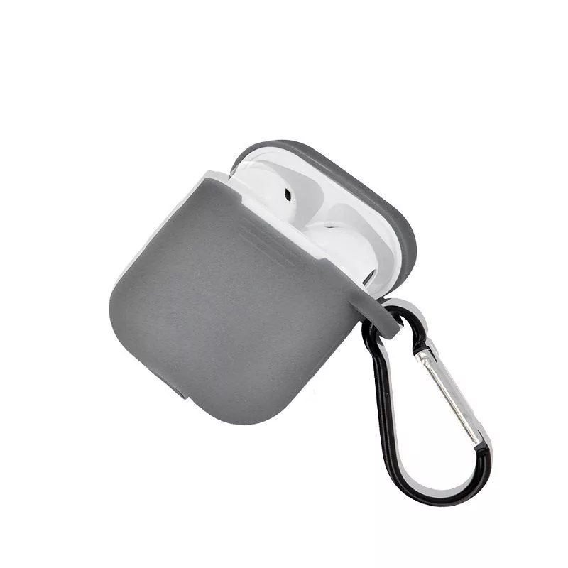 GreenGo funda de silicona para Apple AirPods con gancho gris