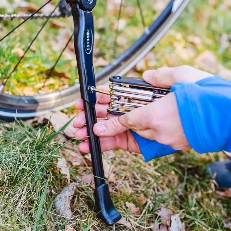 Forever Outdoor Bikes caballete para bicicleta - caballete lateral de aleación de aluminio para bicicletas de 24-29 pulgadas, negro