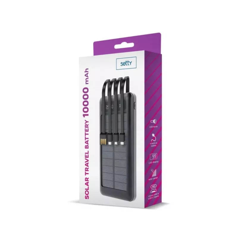 Setty Batería solar portátil SLR-100 10000 mAh negra