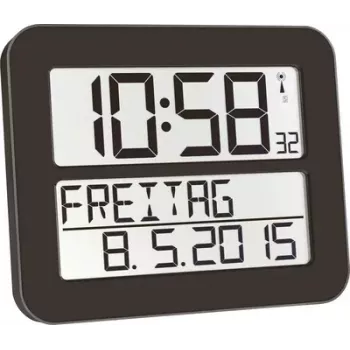 TFA TIMELINE MAX reloj de pared digital radiocontrolado 60.4512.01 negro
