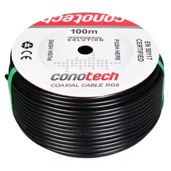 GREENCELL NS100 TRI Cable coaxial relleno de gel - rollo de 100 m, negro