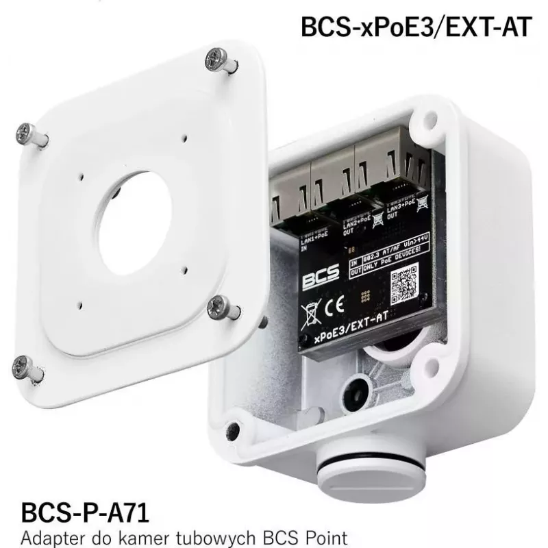BCS BCS-xPoE3/EXT-AT Switch PoE+ de 3 puertos, 2x PoE+ 30W, 1x Uplink, 250m EXTEND, Metal