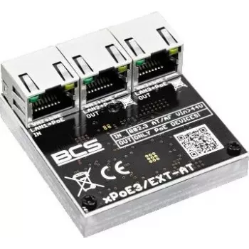 BCS BCS-xPoE3/EXT-AT Switch PoE+ de 3 puertos, 2x PoE+ 30W, 1x Uplink, 250m EXTEND, Metal