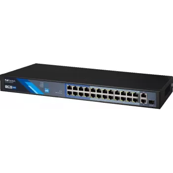 BCS BCS-B-SP2402G-1SFP Switch PoE+ no gestionado de 24 puertos con 2 uplinks Gigabit y 1 ranura SFP
