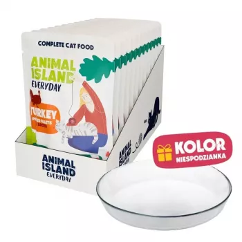 ANIMAL ISLAND filete de pavo comida húmeda para gatos 12x85g + plato