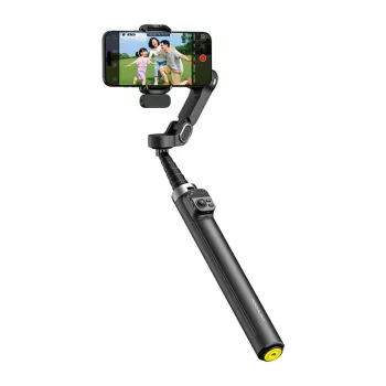 AOCHUAN Smart V3 Estabilizador para smartphone con seguimiento AI, luz de relleno, mando a distancia, trípode, palo selfie, Negro