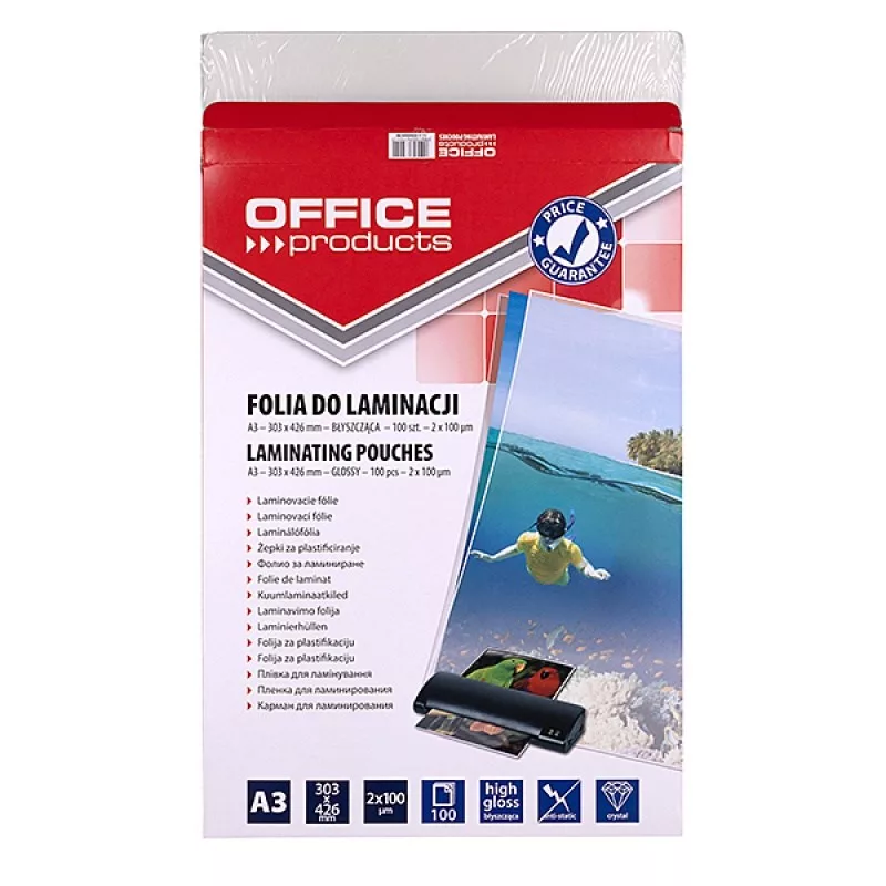 PBS OFFICE PRODUCTS Funda de laminar A3 2x100 micras brillante 100 hojas transparente