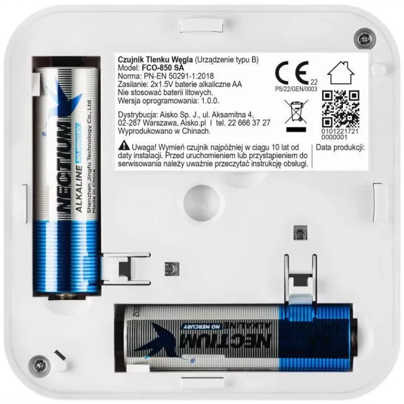 Detector de monóxido de carbono FIRESCO FCO-850 SA con pantalla LCD, 10 años de vida útil