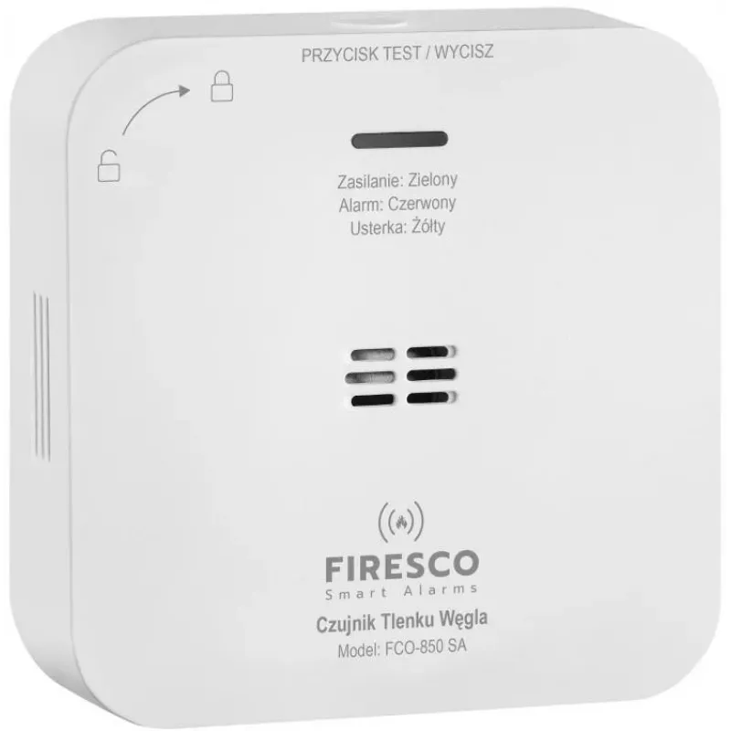 Detector de monóxido de carbono FIRESCO FCO-850 SA con pantalla LCD, 10 años de vida útil