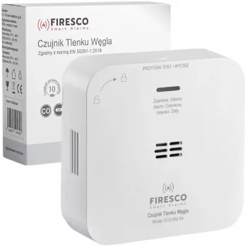 Detector de monóxido de carbono FIRESCO FCO-850 SA con pantalla LCD, 10 años de vida útil