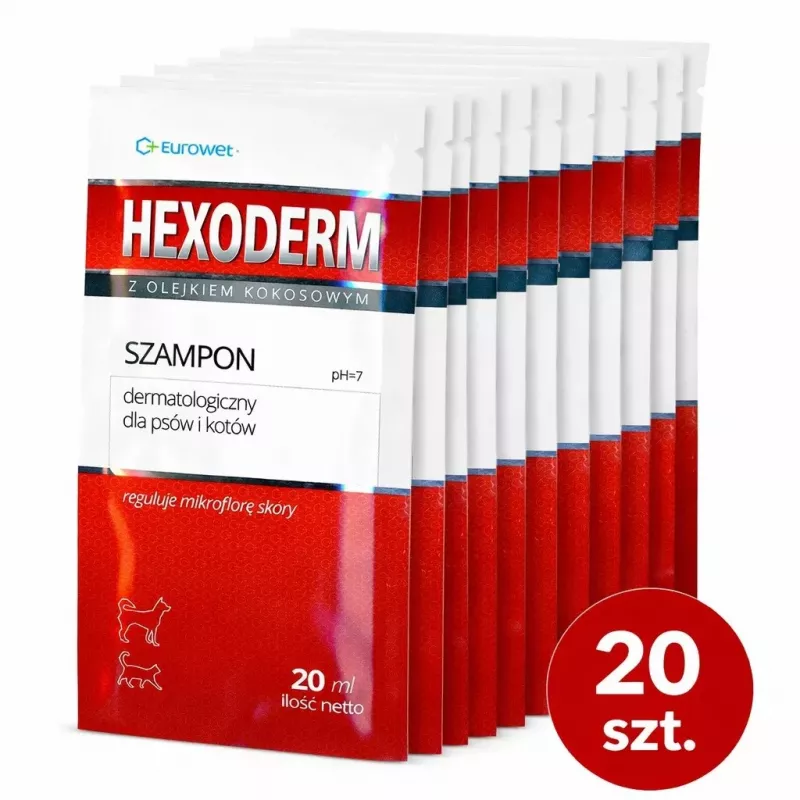 EWE EUROWET Hexoderm champú medicado para perros y gatos - 20 x 20 ml sobres